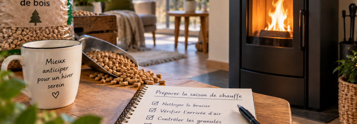 Préparation d’un poêle à pellets avant la reprise du chauffage en automne